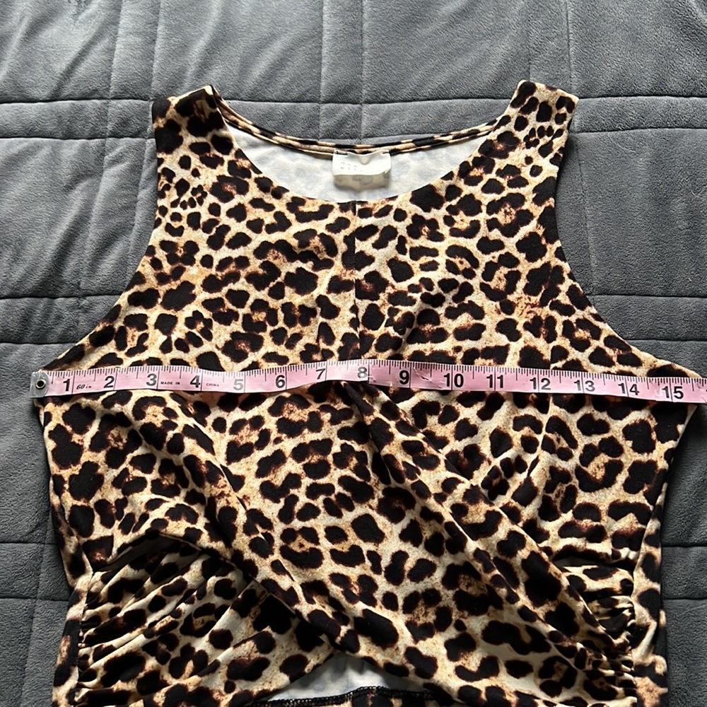 Leopard Print Crop Tank With Cross Cross Front - image 3